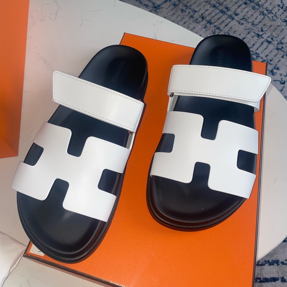 Hermes Chypre Sandal White Blanc 37.5 New
